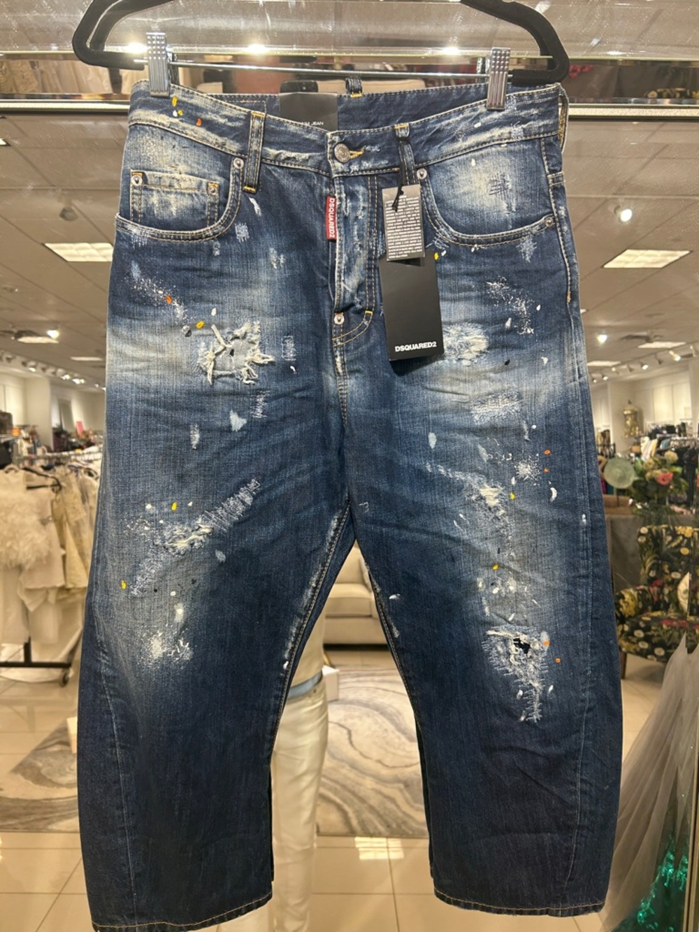 Dsquared2 Distressed Paint-Splatter Women’s Blue Jeans